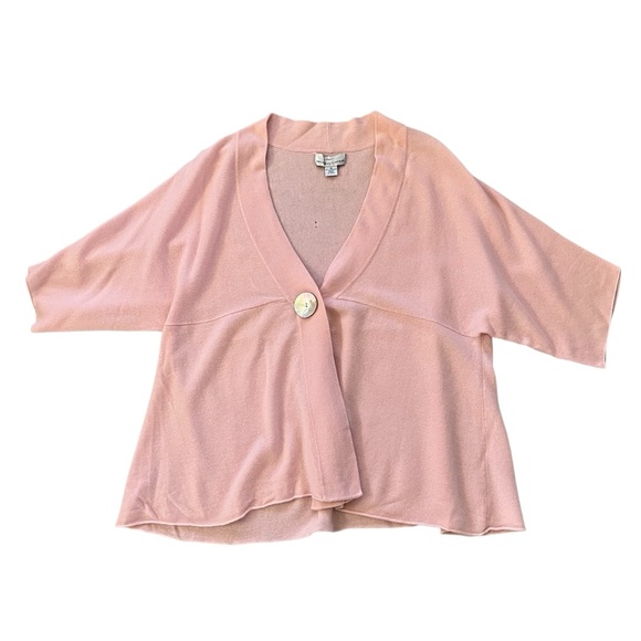 Precious Fibers Cashmere Soft Pink Cardigan Large Shell Button Sweater Sz 1X - Picture 5 of 8